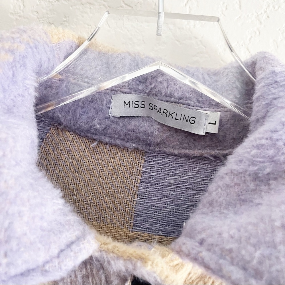 MISS SPARKLING Plaid Flannel Purple Shirt Jacket - Picture 8 of 13